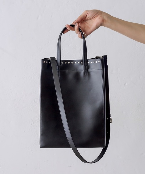 【牛革】口元スタッズトートバッグ　Sサイズ