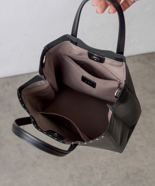 【牛革】口元スタッズトートバッグ　Sサイズ