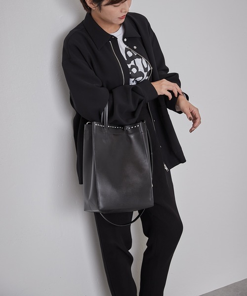 【牛革】口元スタッズトートバッグ　Sサイズ