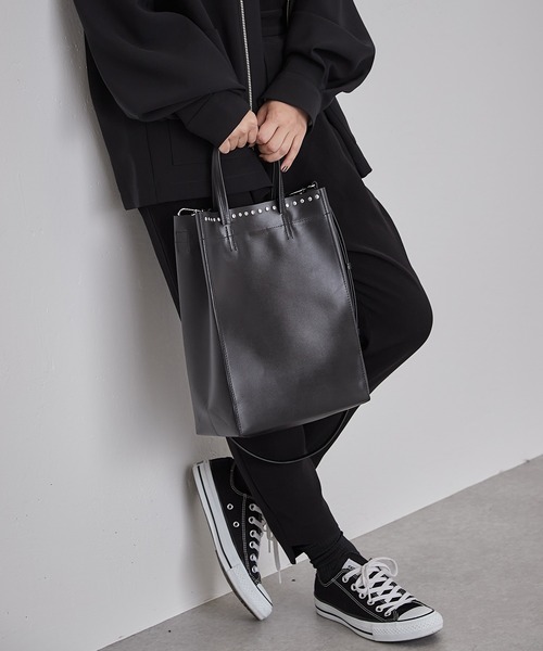 【牛革】口元スタッズトートバッグ　Sサイズ