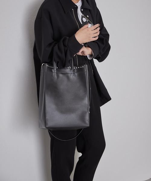 【牛革】口元スタッズトートバッグ　Sサイズ