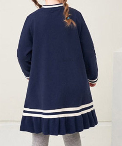 JELISPOON（ジェリスプーン）の「キッズ マリン風フリル長袖ワンピース（ワンピース・キッズ・ネイビー・110cm/120cm/130cm/140cm/150cm）」の4枚目の写真