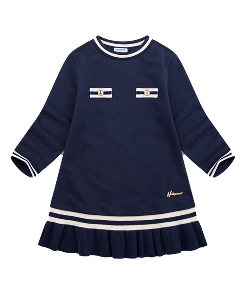 JELISPOON（ジェリスプーン）の「キッズ マリン風フリル長袖ワンピース（ワンピース・キッズ・ネイビー・110cm/120cm/130cm/140cm/150cm）」の16枚目の写真