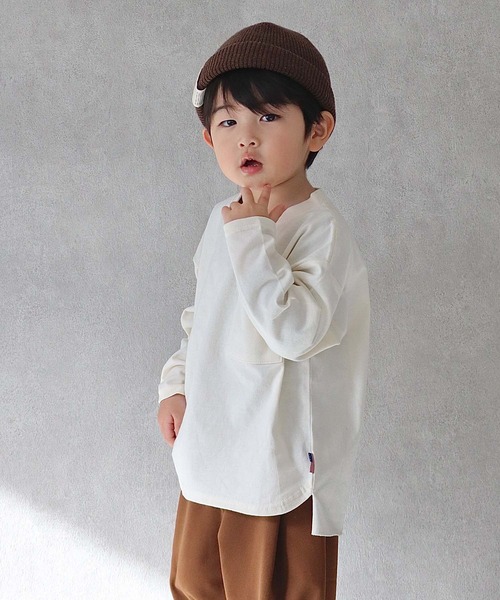 CIAOPANIC TYPY（チャオパニックティピー）の「【KIDS】USAコットンポケット付きロングTee（Tシャツ/カットソー・キッズ・ホワイト/チャコールグレー/カーキ/ピンク/イエロー・SMALL/MEDIUM/LARGE/X-LARGE/XX-LARGE）」の21枚目の写真