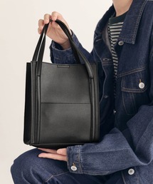 2WAY外ポケット付きスクエアミニトートバッグ/ショルダーバッグ