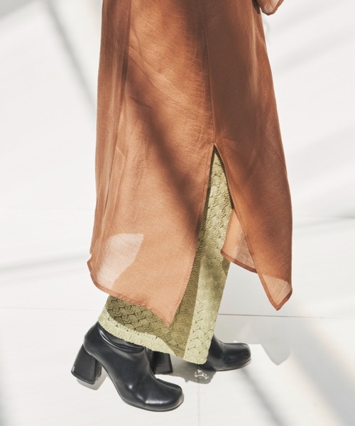 hinari（ヒナリ）の「サイドスリットシアーワンピース（ワンピース・レディース・ダークブラウン/アイボリー/キャメル・SMALL/FREE）」の21枚目の写真