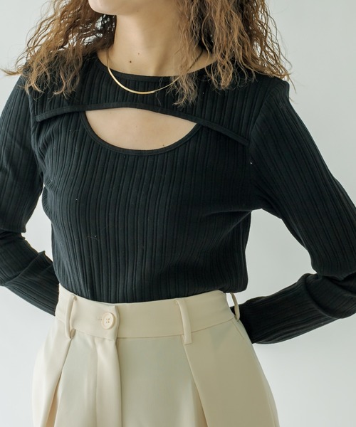 mystic(ミスティック)の「レイヤードデザインプルオーバー(Tシャツ/カットソー・レディース・ブルー/オフホワイト/ピンク/ブラック系その他/ブラック系その他2・FREE)」の3枚目の写真