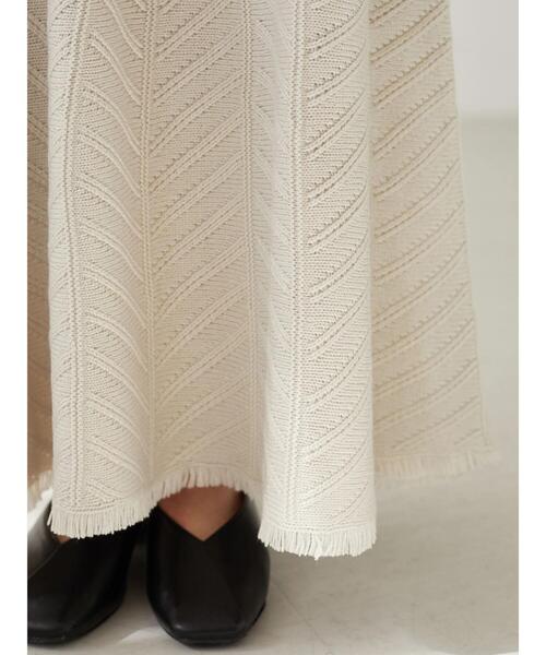 Furryrate（ファーリーレート）の「・furry rateヘリンボーンフリンジニットスカート＊（スカート・レディース・グリーン/オレンジ/アイボリー・FREE）」の8枚目の写真