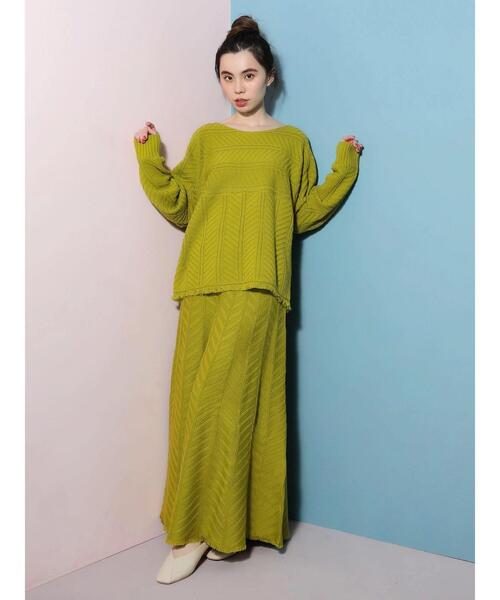 Furryrate（ファーリーレート）の「・furry rateヘリンボーンフリンジニットスカート＊（スカート・レディース・グリーン/オレンジ/アイボリー・FREE）」の10枚目の写真