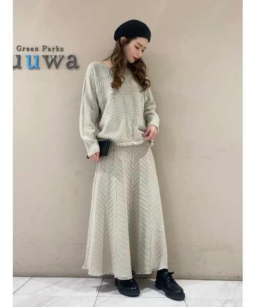 Furryrate（ファーリーレート）の「・furry rateヘリンボーンフリンジニットスカート＊（スカート・レディース・グリーン/オレンジ/アイボリー・FREE）」の16枚目の写真