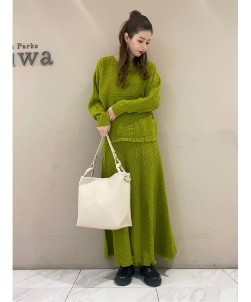 Furryrate（ファーリーレート）の「・furry rateヘリンボーンフリンジニットスカート＊（スカート・レディース・グリーン/オレンジ/アイボリー・FREE）」の17枚目の写真