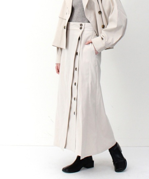 STYLEBLOCK（スタイルブロック）の「シャークスキンタックスカート（スカート・レディース・カーキ/ブラック/アイボリー/ベージュ・M）」の6枚目の写真