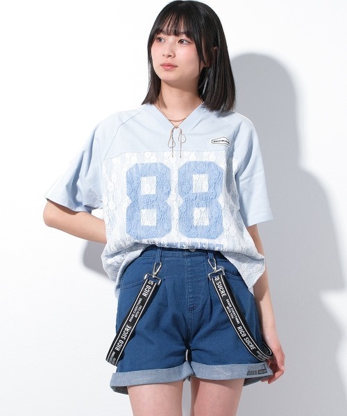 RiCO SUCRE(リコシュクレ)の「サス付デニムショートパンツ(デニムパンツ・キッズ・ネイビー/ケミカルウォッシュ/ブルー/ネイビー系2/ブルー系その他2/ブルー系その他3・130/160/150/165/140)」の16枚目の写真