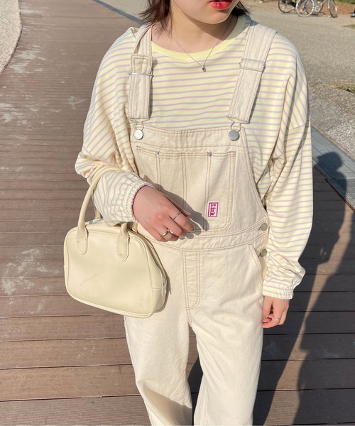 PairPair（ペアペア）の「カラーボーダーシャーリングロンT(ユニセックス)（Tシャツ/カットソー・レディース・ホワイト系/ライトグリーン系/サックスブルー系/ライトイエロー系・フリー）」の4枚目の写真