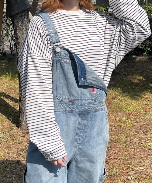 PairPair（ペアペア）の「カラーボーダーシャーリングロンT(ユニセックス)（Tシャツ/カットソー・レディース・ホワイト系/ライトグリーン系/サックスブルー系/ライトイエロー系・フリー）」の6枚目の写真