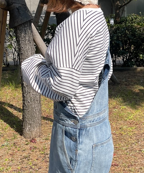 PairPair（ペアペア）の「カラーボーダーシャーリングロンT(ユニセックス)（Tシャツ/カットソー・レディース・ホワイト系/ライトグリーン系/サックスブルー系/ライトイエロー系・フリー）」の7枚目の写真