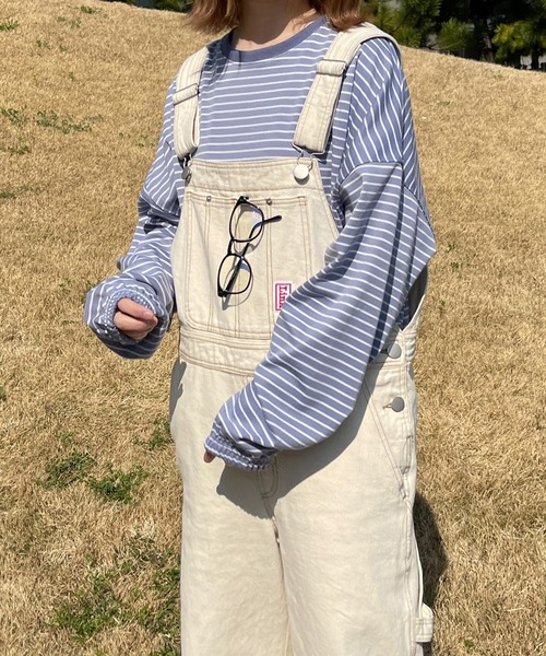 PairPair（ペアペア）の「カラーボーダーシャーリングロンT(ユニセックス)（Tシャツ/カットソー・レディース・ホワイト系/ライトグリーン系/サックスブルー系/ライトイエロー系・フリー）」の20枚目の写真