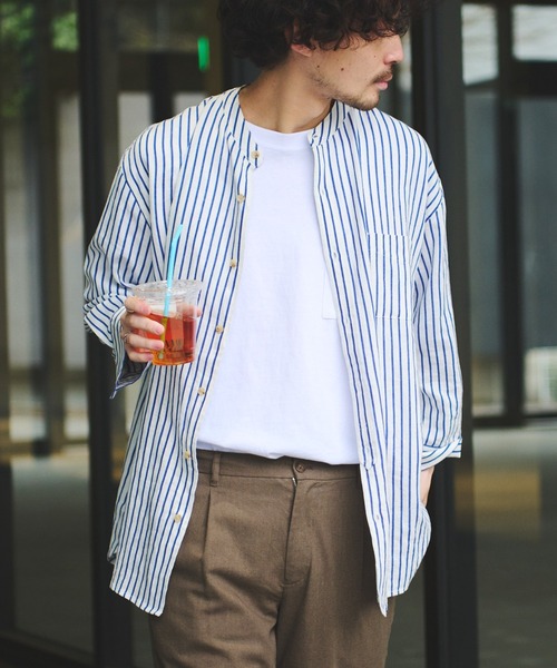 CIAOPANIC TYPY（チャオパニックティピー）の「▽【なにわ男子  道枝駿佑さん着用】OSOROウォッシャブルリネンシャツ（シャツ/ブラウス・メンズ・ホワイト/チャコールグレー/ブルー/ピンク/ネイビー/ベージュ/ライトグレー/イエロー/ダークブルー/オリーブ・S/M/L/XL）」の7枚目の写真