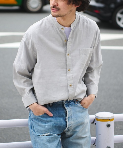 CIAOPANIC TYPY（チャオパニックティピー）の「▽【なにわ男子  道枝駿佑さん着用】OSOROウォッシャブルリネンシャツ（シャツ/ブラウス・メンズ・ホワイト/チャコールグレー/ブルー/ピンク/ネイビー/ベージュ/ライトグレー/イエロー/ダークブルー/オリーブ・S/M/L/XL）」の4枚目の写真