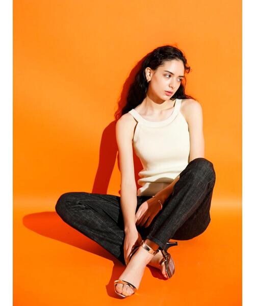 koe（コエ）の「【パット付き】総針ニットアメリカンスリーブタンクトップ*（タンクトップ・レディース・アイボリー/グリーン/ブルー/ブラック・M）」の6枚目の写真