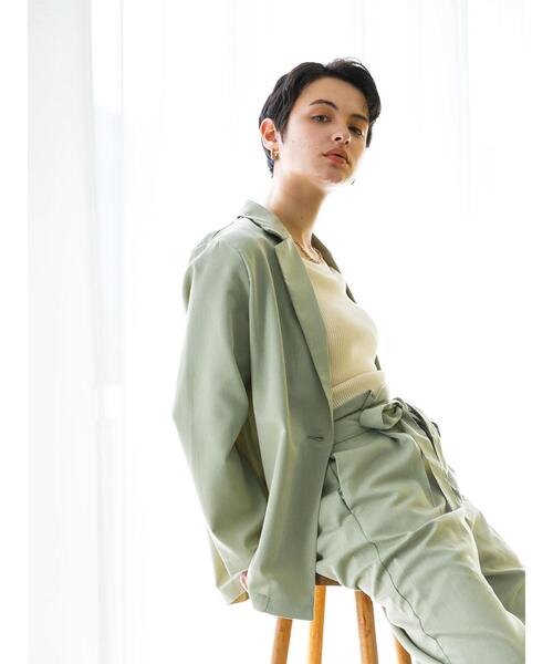 koe（コエ）の「【パット付き】総針ニットアメリカンスリーブタンクトップ*（タンクトップ・レディース・アイボリー/グリーン/ブルー/ブラック・M）」の5枚目の写真