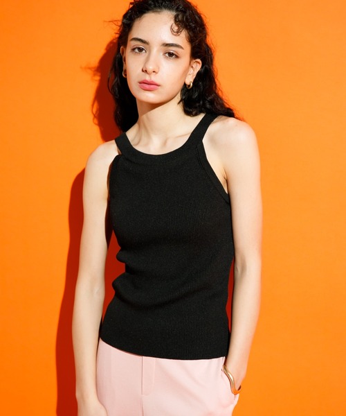 koe（コエ）の「【パット付き】総針ニットアメリカンスリーブタンクトップ*（タンクトップ・レディース・アイボリー/グリーン/ブルー/ブラック・M）」の3枚目の写真