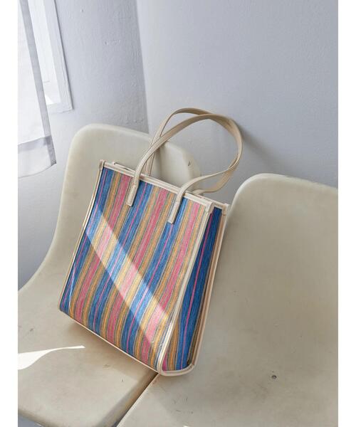 AMERICAN HOLIC(アメリカンホリック)の「カラフル雑材スクエアトートバッグA(トートバッグ・レディース・ピンク/ブルー/キャメル・FREE)」の5枚目の写真