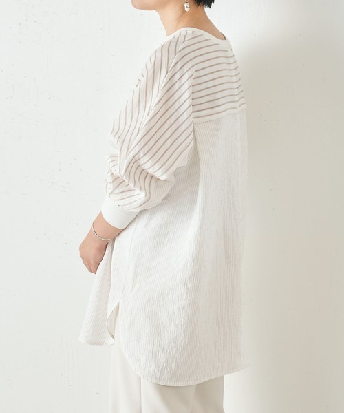 BEARDSLEY（ビアズリー）の「ストライプコンビブラウス（シャツ/ブラウス・レディース・ベージュ/ブラック・FREE）」の9枚目の写真