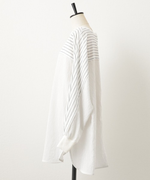 BEARDSLEY（ビアズリー）の「ストライプコンビブラウス（シャツ/ブラウス・レディース・ベージュ/ブラック・FREE）」の19枚目の写真