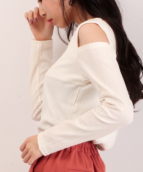 Quelle Chance(ケルシャンス)の「Quelle chance ランダムテレコ ワンショルダープルオーバー(Tシャツ/カットソー・レディース・ブラック/ラベンダー/オフホワイト/ベージュ・M)」の7枚目の写真