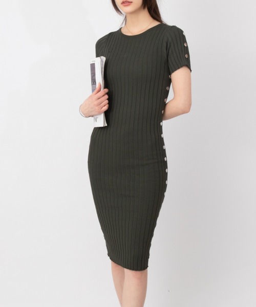 サイドボタンIラインニットワンピース（ワンピース）｜solleim（ソルレム）
