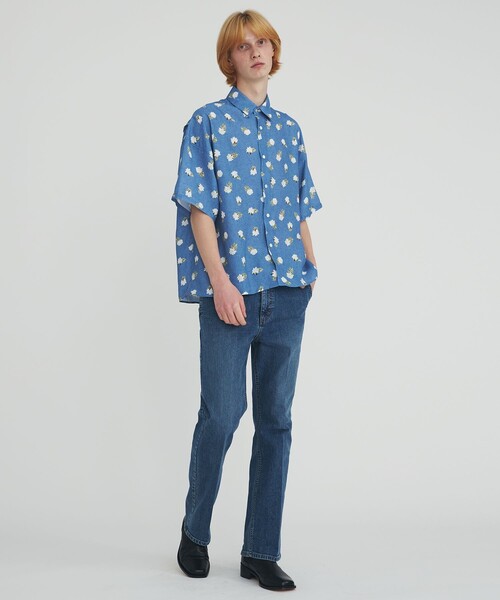 Jieda（ジエダ）の「STUDIOUS別注 FLOWER OVERSIZED SHIRT S/S（シャツ/ブラウス・メンズ・ブラック/サックスブルー・1/2）」の12枚目の写真