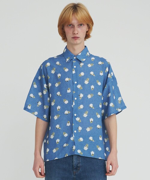 Jieda（ジエダ）の「STUDIOUS別注 FLOWER OVERSIZED SHIRT S/S（シャツ/ブラウス・メンズ・ブラック/サックスブルー・1/2）」の14枚目の写真