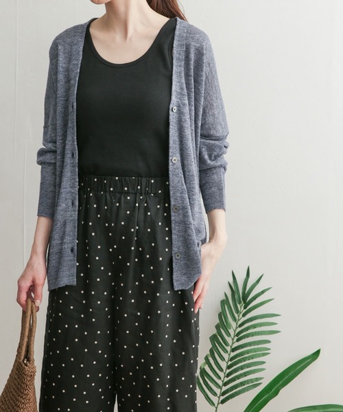 URBAN RESEARCH DOORS(アーバンリサーチドアーズ)の「リネンカーディガン(カーディガン/ボレロ・レディース・ベージュ/ネイビー/グリーン・MEDIUM)」の5枚目の写真