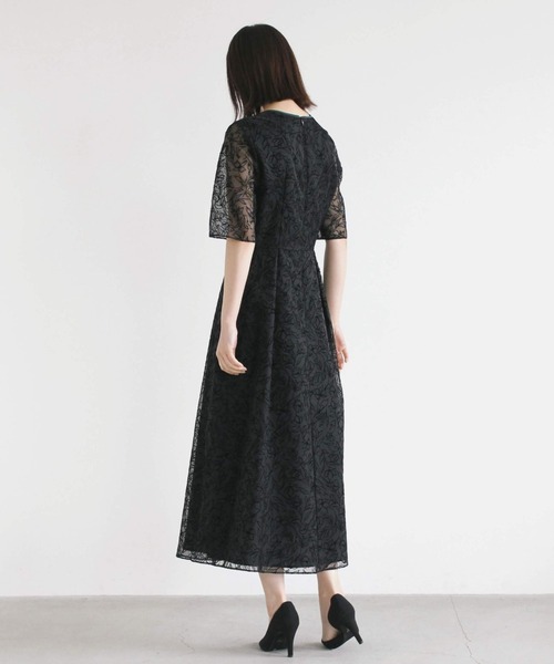 kaene フラワーフロッキーワンピースドレス kaene（カエン）の「【kaene】 フラワーフロッキーワンピース
