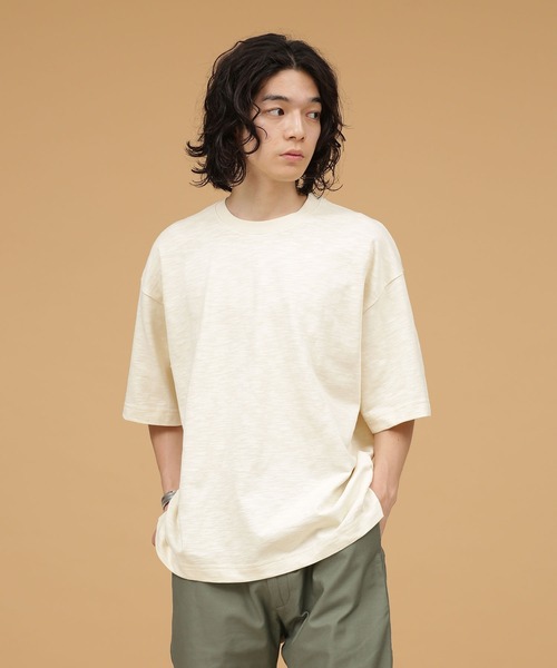 NANO universe（ナノユニバース）の「LB.03/スラブクルーネックTシャツ（Tシャツ/カットソー・メンズ・アイボリー/チャコール/ベージュ・S/M/L）」の3枚目の写真