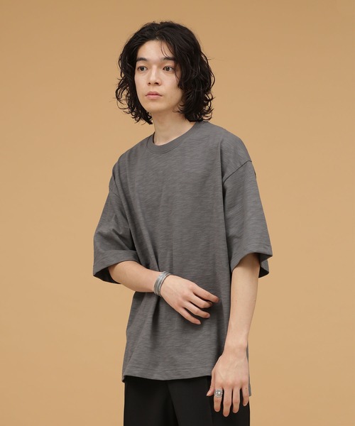 NANO universe（ナノユニバース）の「LB.03/スラブクルーネックTシャツ（Tシャツ/カットソー・メンズ・アイボリー/チャコール/ベージュ・S/M/L）」の4枚目の写真