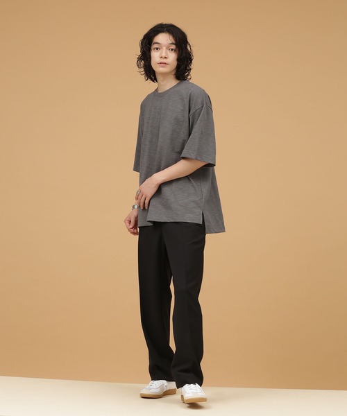 NANO universe（ナノユニバース）の「LB.03/スラブクルーネックTシャツ（Tシャツ/カットソー・メンズ・アイボリー/チャコール/ベージュ・S/M/L）」の5枚目の写真