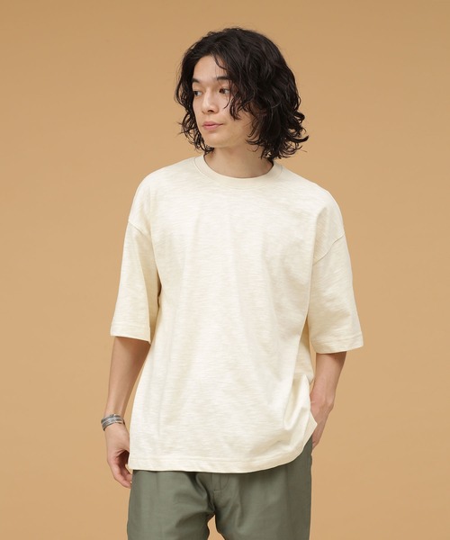 NANO universe（ナノユニバース）の「LB.03/スラブクルーネックTシャツ（Tシャツ/カットソー・メンズ・アイボリー/チャコール/ベージュ・S/M/L）」の6枚目の写真