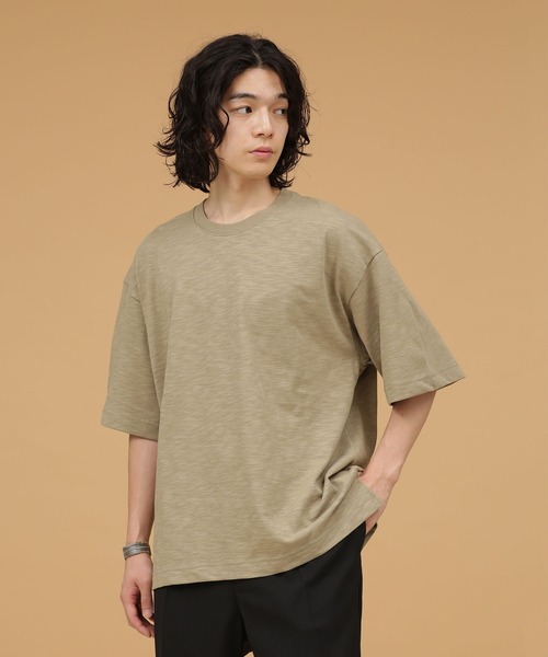 NANO universe（ナノユニバース）の「LB.03/スラブクルーネックTシャツ（Tシャツ/カットソー・メンズ・アイボリー/チャコール/ベージュ・S/M/L）」の8枚目の写真