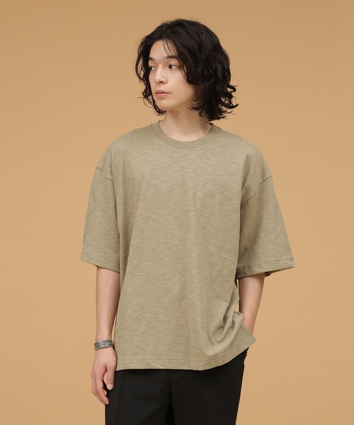 NANO universe（ナノユニバース）の「LB.03/スラブクルーネックTシャツ（Tシャツ/カットソー・メンズ・アイボリー/チャコール/ベージュ・S/M/L）」の9枚目の写真