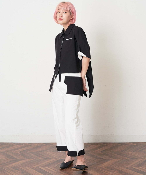 A de a.v.v（アードアー・ヴェ・ヴェ）の「［SET UP対応］配色ポケットはり感パンツ（その他パンツ・レディース・ライトピンク/ホワイト/ブラック・36/38）」の2枚目の写真