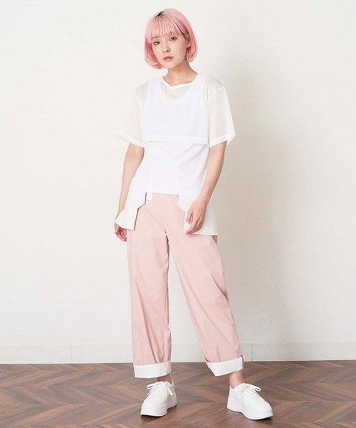 A de a.v.v（アードアー・ヴェ・ヴェ）の「［SET UP対応］配色ポケットはり感パンツ（その他パンツ・レディース・ライトピンク/ホワイト/ブラック・36/38）」の8枚目の写真