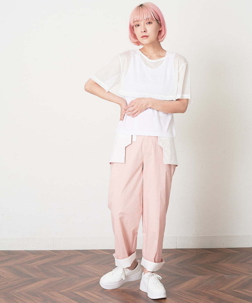 A de a.v.v（アードアー・ヴェ・ヴェ）の「［SET UP対応］配色ポケットはり感パンツ（その他パンツ・レディース・ライトピンク/ホワイト/ブラック・36/38）」の6枚目の写真