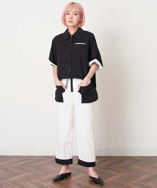 A de a.v.v（アードアー・ヴェ・ヴェ）の「［SET UP対応］配色ポケットはり感パンツ（その他パンツ・レディース・ライトピンク/ホワイト/ブラック・36/38）」の4枚目の写真