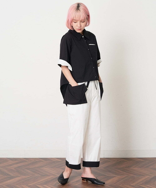 A de a.v.v（アードアー・ヴェ・ヴェ）の「［SET UP対応］配色ポケットはり感パンツ（その他パンツ・レディース・ライトピンク/ホワイト/ブラック・36/38）」の12枚目の写真