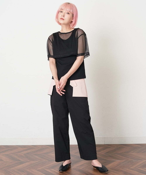 A de a.v.v（アードアー・ヴェ・ヴェ）の「［SET UP対応］配色ポケットはり感パンツ（その他パンツ・レディース・ライトピンク/ホワイト/ブラック・36/38）」の9枚目の写真