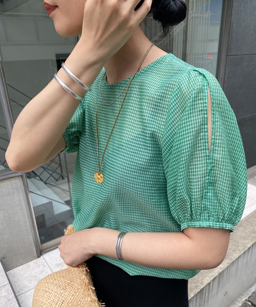 SHENERY(シーナリー)の「袖スリットチェックブラウス(シャツ/ブラウス・レディース・グリーン・FREE)」の22枚目の写真