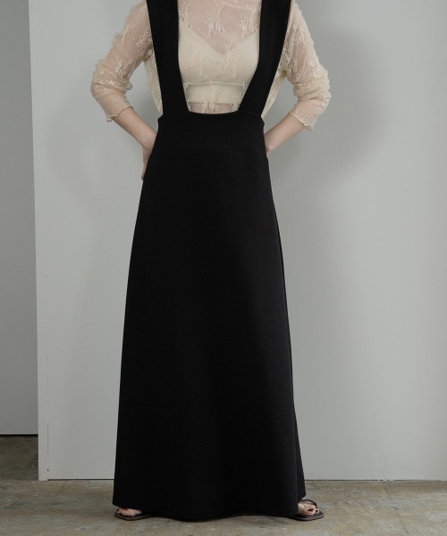 lawgy（ラウジー）の「stretch suspender skirt（スカート・レディース・ブラック/ベージュ・FREE）」の2枚目の写真