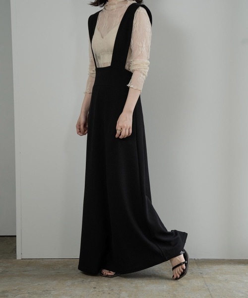 lawgy（ラウジー）の「stretch suspender skirt（スカート・レディース・ブラック/ベージュ・FREE）」の5枚目の写真